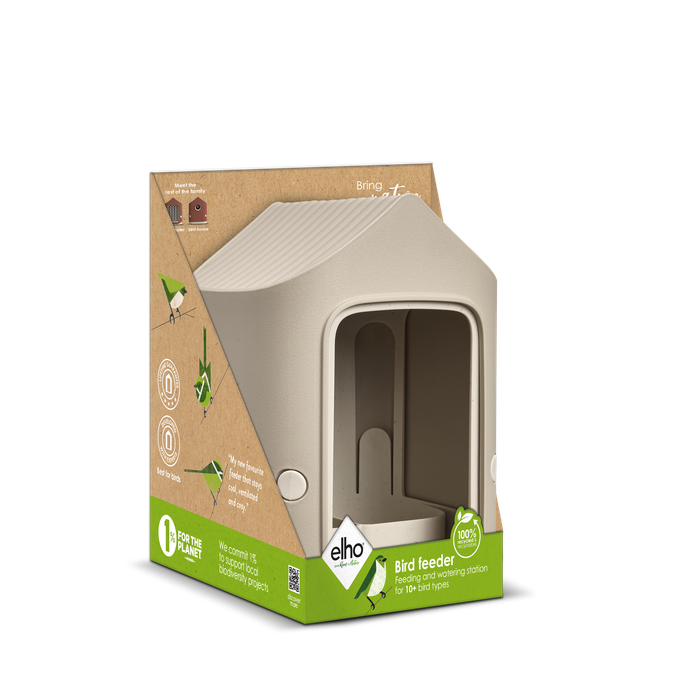 cosy mangeoire à oiseaux 18cm beige champignon